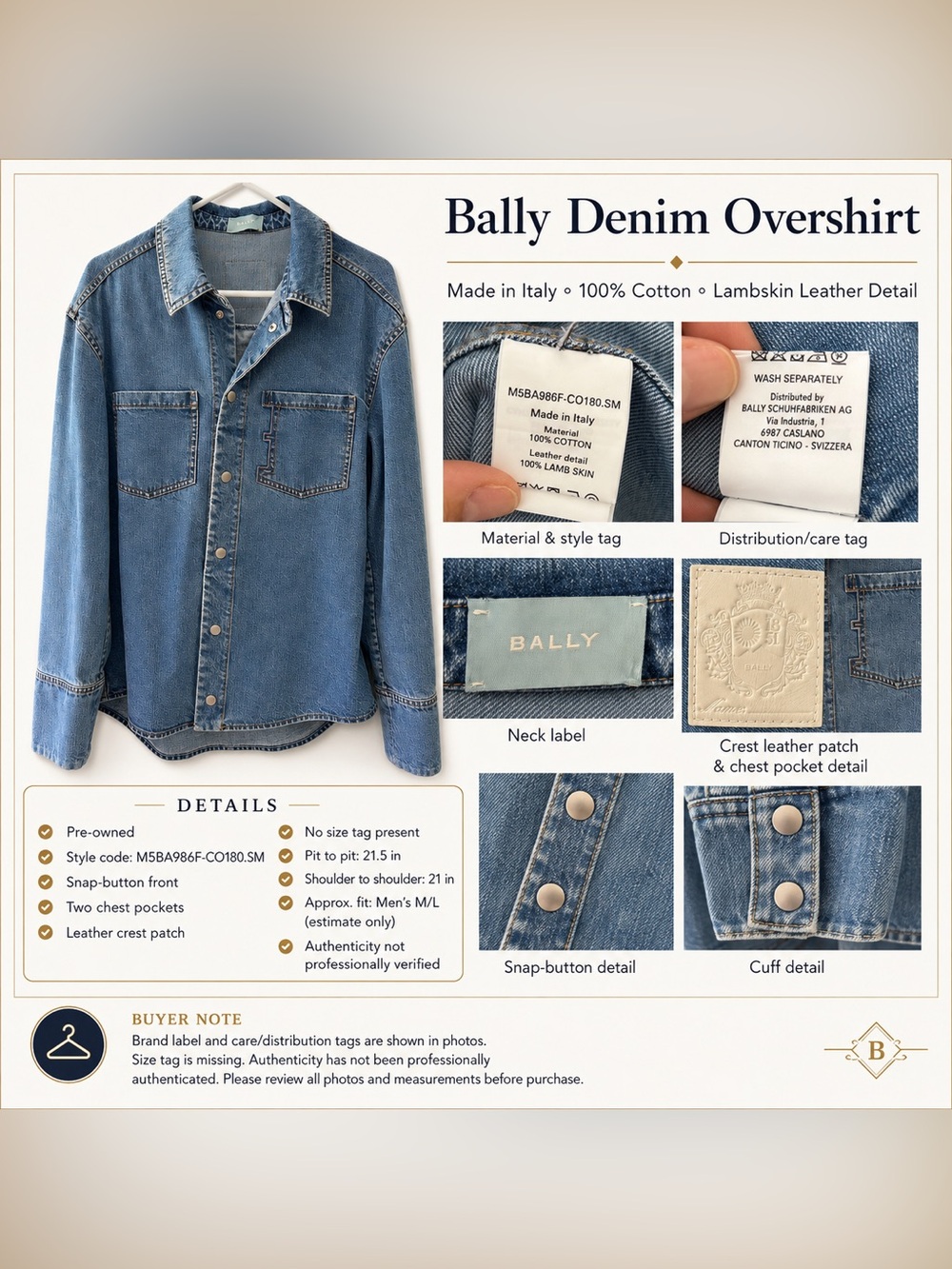 Bally Men's Blue Denim Shirt Jacket